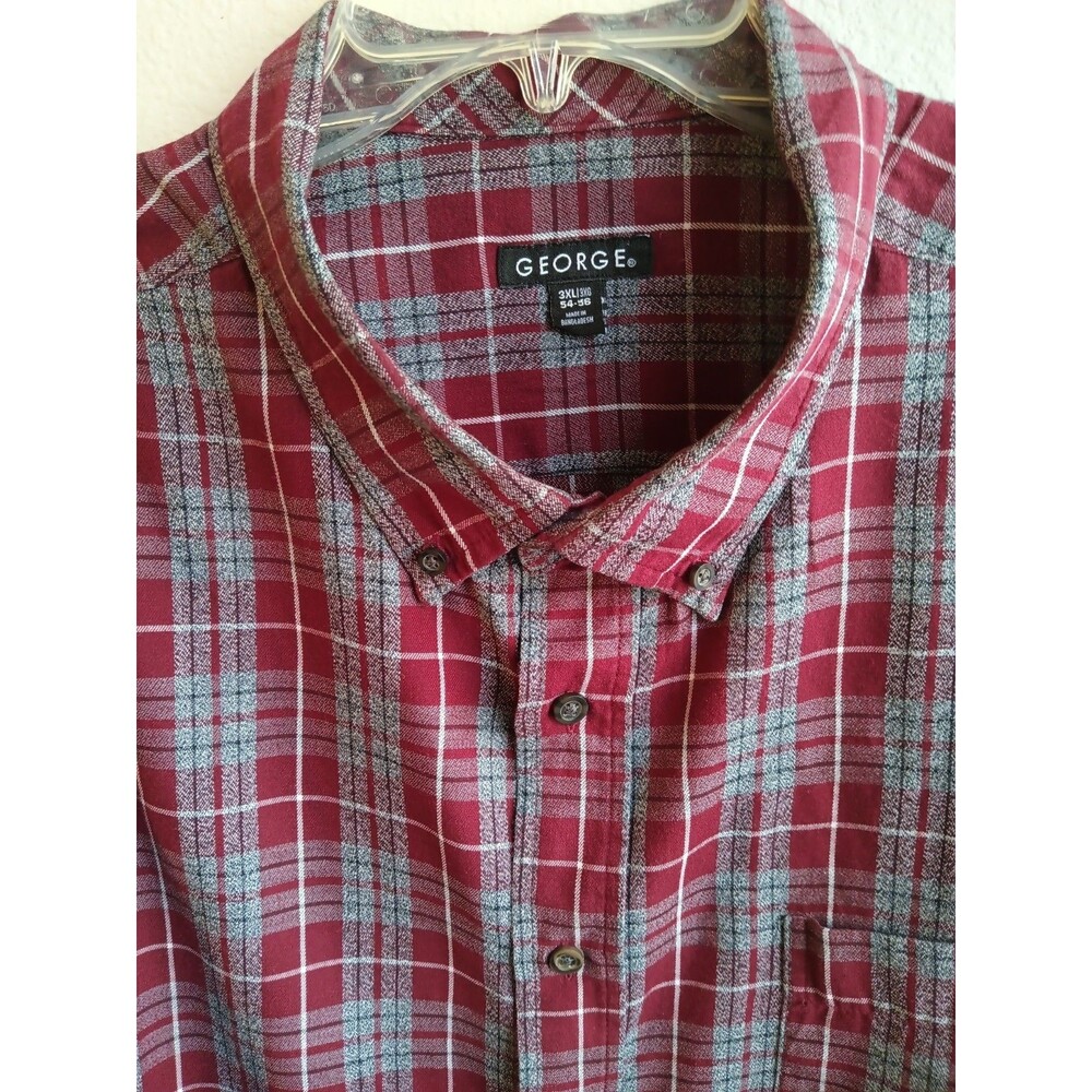 George Brand Shirt Burgundy Stripe Long Sleeve 3XL 54-56